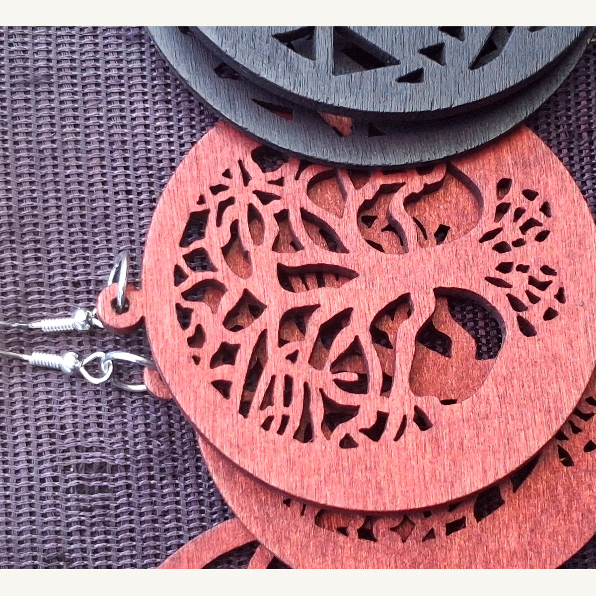 Hand-Carved Wooden Tree of Life Earrings