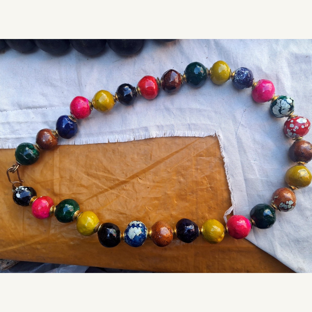 Multicolor Chunky Clay Bead Necklace
