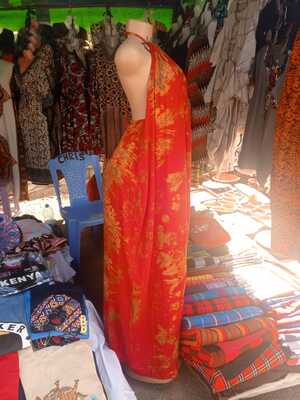 Kenyan Sarong Wrap — Red & Gold Floral