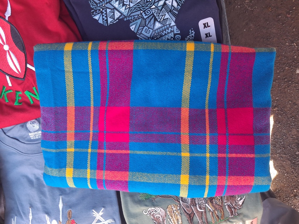 Maasai Shuka — Blue & Pink Plaid