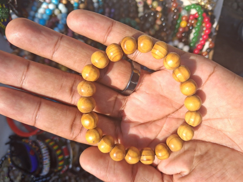Olive Wood Bead Stretch Bracelet