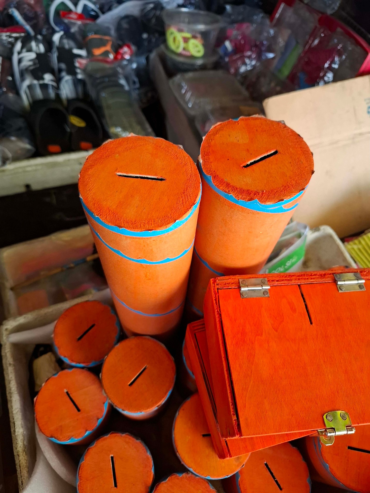 Wooden Coin Bank — Hand-Painted Cylinder