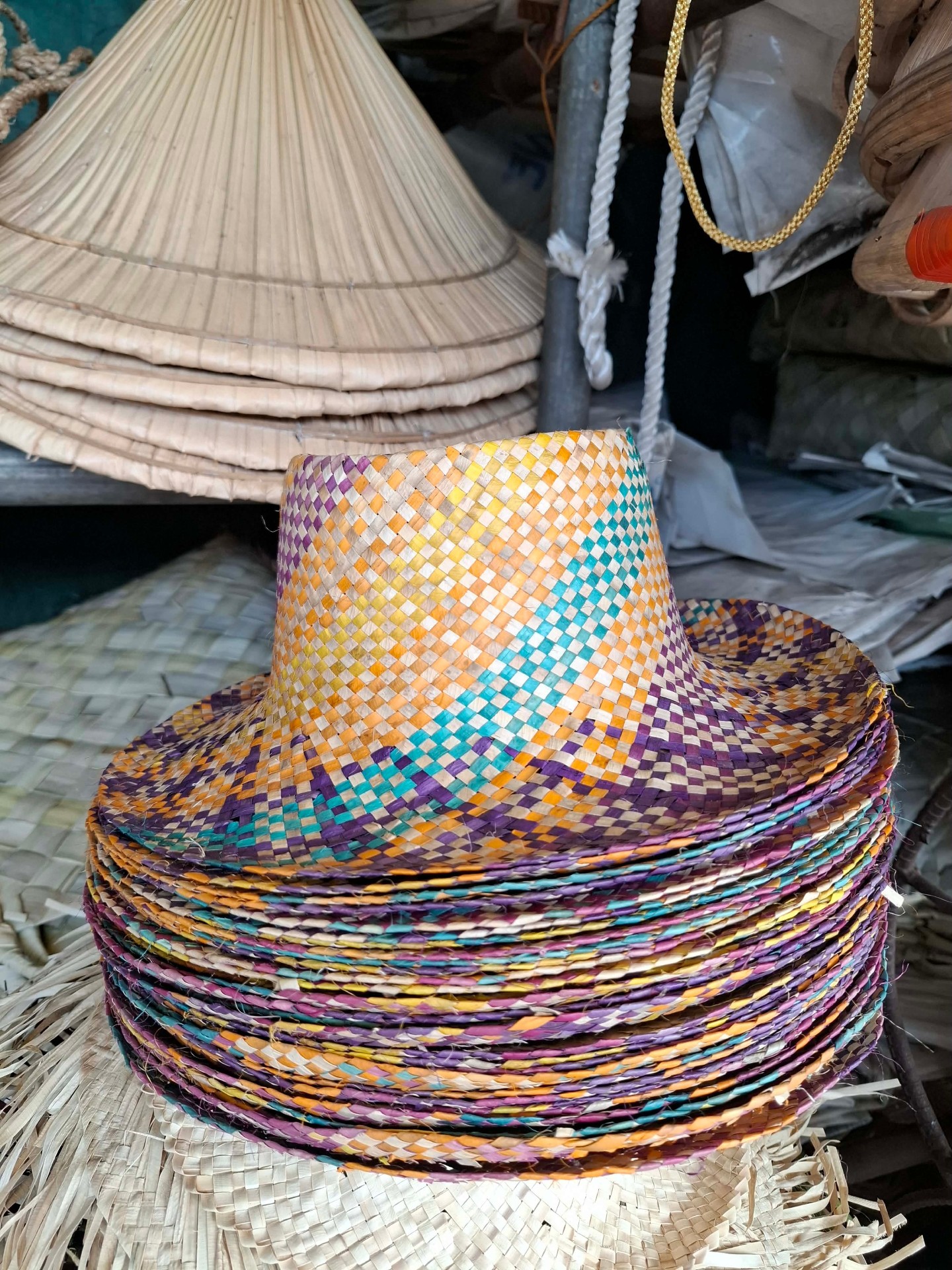 Hand-Woven Buntal Cowboy Hat — Multicolor